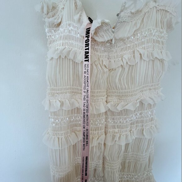 HOUSE OF CB‎ 'Solana' Ivory Sequin Pleat Maxi Dress white NWT size Small - Picture 12 of 12